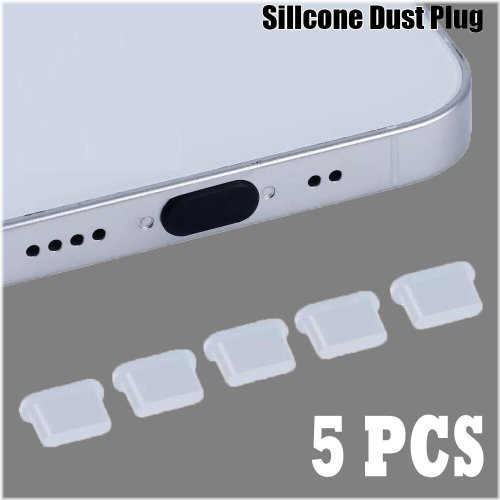 Clear Silicone Charging Port Covers for Smart Devices (Pack of 5)