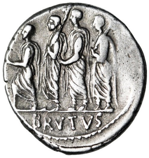 Junius Brutus Denarius - Consul, Accensus & Two Lictors, Axe (300-27 BC)