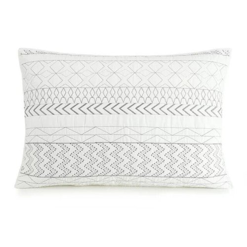 Embroidered Stripe King Pillow Shams in Gray (Set of 2)