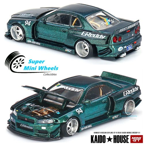 Nissan Skyline GT-R R34 Kaido Works GReddy V1 Diecast Vehicle