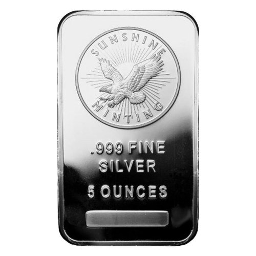 Sunshine Silver Bullion: 5 oz .999 Fine Bar