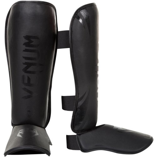 Challenger Skintex Leather Shin Guards - Black