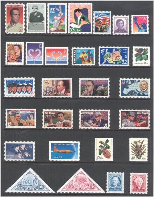 U.S. Commemorative Stamp Collection from 1997 with 110 Mint-NH Stamps and 4 Sheets