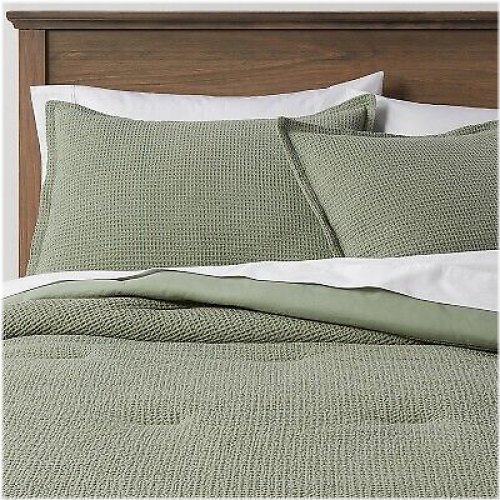 Washed Waffle Weave Comforter & Sham Set