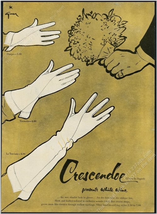 Rene Gruau Vintage Women's Gloves Print Ad