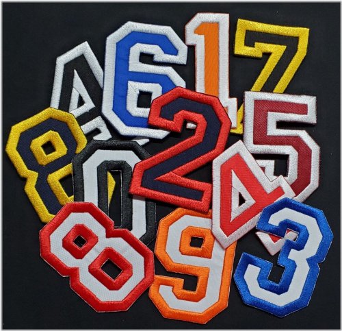 Numbered Varsity Embroidered Patch - Customizable Colors