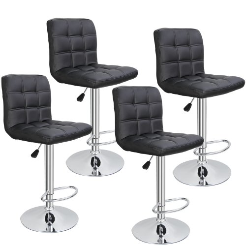 Square Leather Swivel Stool Set