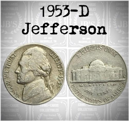 1953 D Jefferson Nickel Average Circulated VG-Fine