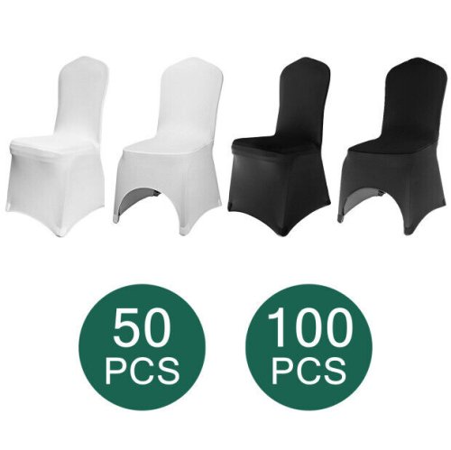 Chic Stretch Chair Wraps - Elegant White and Black Covers for Weddings and Events