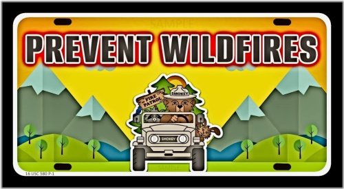 Smokey Bear Metal License Plate Sign