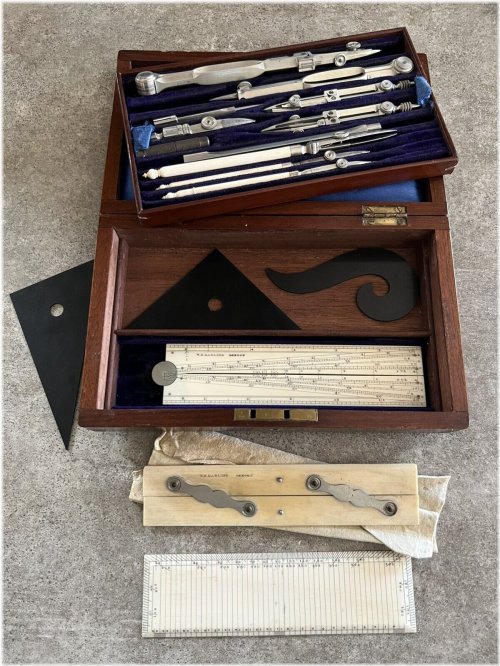 Harling London Drafting Set with Bone Tape and Wood Case