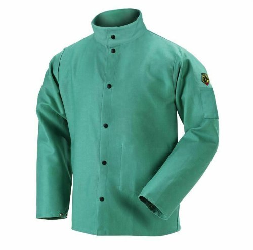 Green Cotton Welding Jacket with Flame Retardant Protection