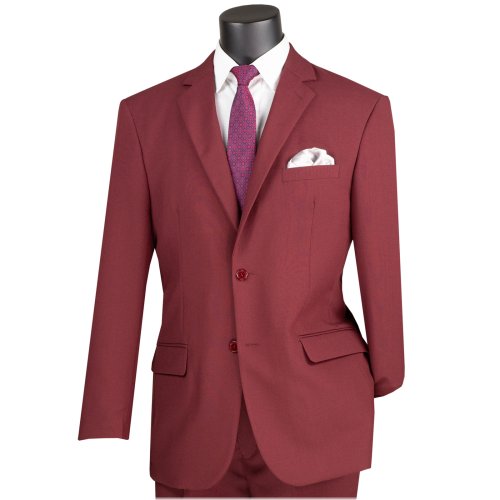 Burgundy Classic-Fit Poplin Suit