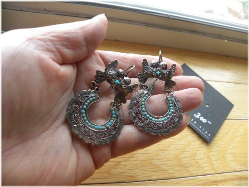 Turquoise Love Dove Dangle Earrings