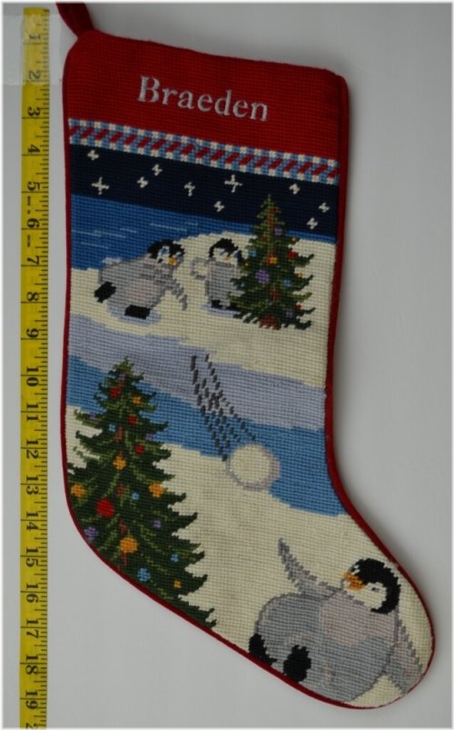 Arctic Penguin Monogrammed Christmas Stocking