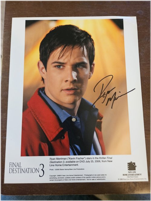 Final Destination 3 Hand-Signed Photo by Ryan Merriman