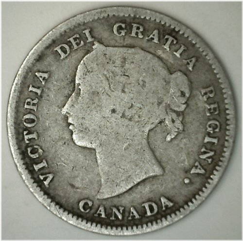 Victorian Era Canadian Silver 5 Cents Coin (1888)