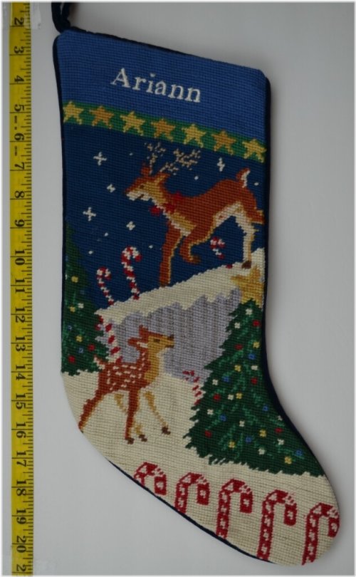 Festive Reindeer Needlepoint Stocking