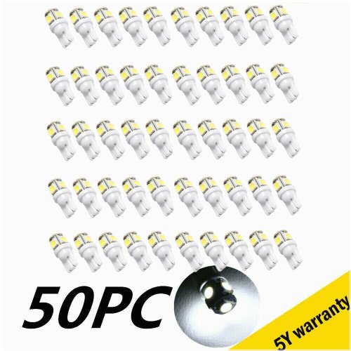 Pure White 5-SMD LED Car Light Bulbs Pack