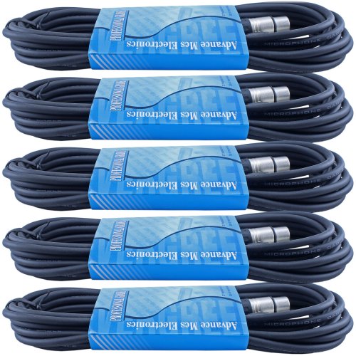 Balanced Shielded XLR Audio Cable Pack (5-Pack, 10ft)