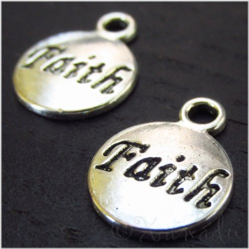 Antiqued Silver Faith Charm Pendants