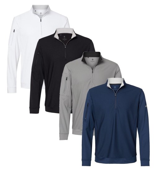 Textured Quarter-Zip Pullover by Adidas