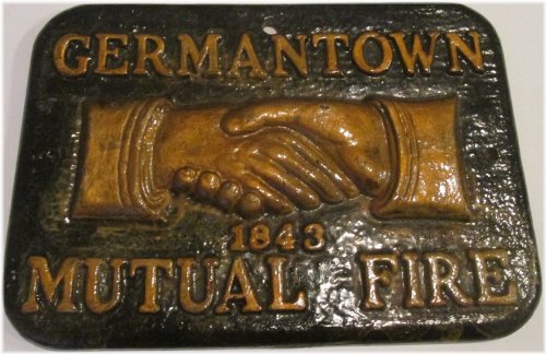 Germantown Mutual Fire Insurance Company Cast Metal Marker Plaque - Historical Memorabilia