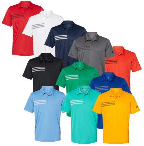 Striped Chest Polo Golf Shirt