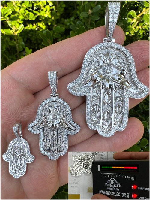 Moissanite Hamsa Evil Eye Pendant