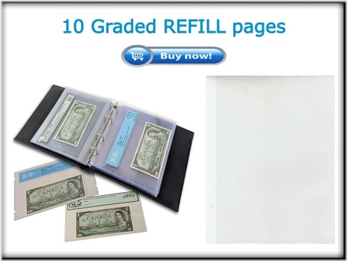 Clear Currency Refill Pages for Graded Album