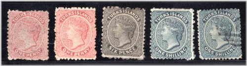 Turks Islands 1867 Queen Victoria Stamps
