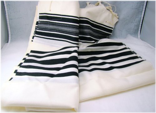Black Striped Woolen Prayer Shawl