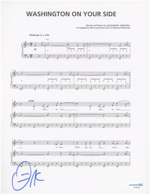 Revolutionary Sheet Music Signed by Okieriete Onaodowan
