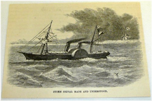 Nautical Heritage Engraving - Storm Signal on Paddlewheel Boat