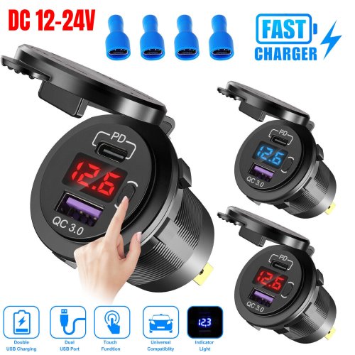 SwiftCharge Dual USB Car Socket with Voltmeter