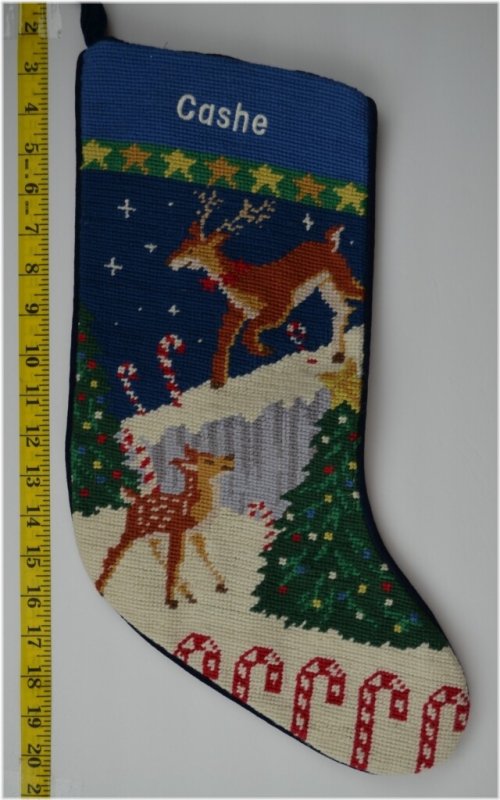 Cozy Reindeer Needlepoint Stocking