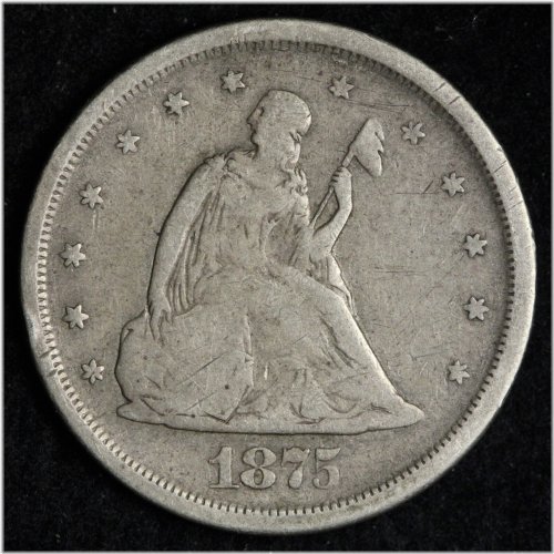 Seated Liberty Twenty Cent Piece - 1875-S/S CHOICE VF E398 TCMU