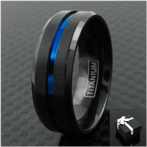 Thin Blue Line Titanium Band