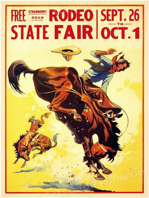 Vintage Rodeo State Fair Poster - 1930s Western Americana Collectible