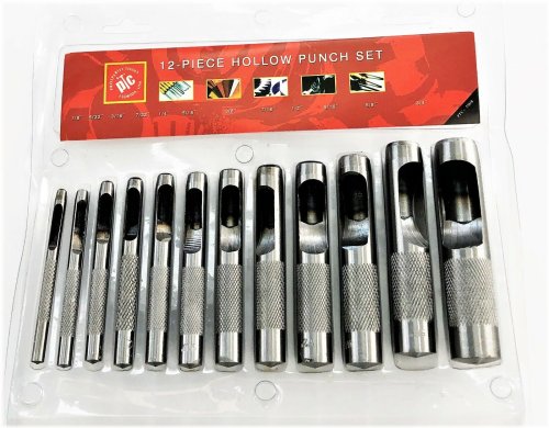 Precision Punch Set for Leatherworking and Gasket Making - 12 Hollow Punches in a Set