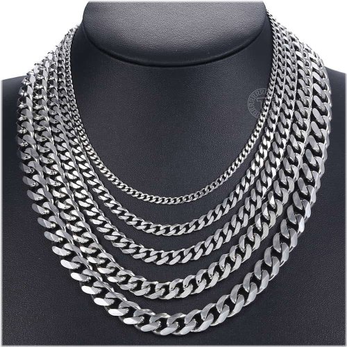 Silver Curb Cuban Necklace Collection