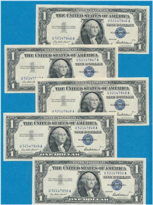 1957 Consecutive Silver Certificates - Gem New Dealer Lot
