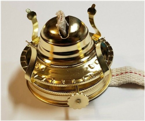 Brass-Plated Oil Lamp Burner with Wick for Mason Jars