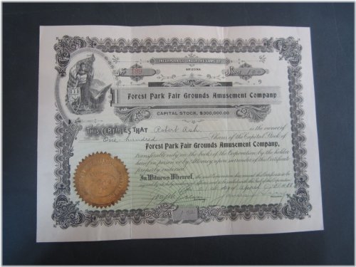 Forest Park Fair Grounds Amusement Co. - Vintage Stock Certificate