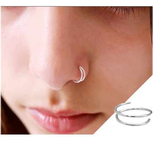 Spiral Double Nose Hoop for Women - Piercing Jewelry