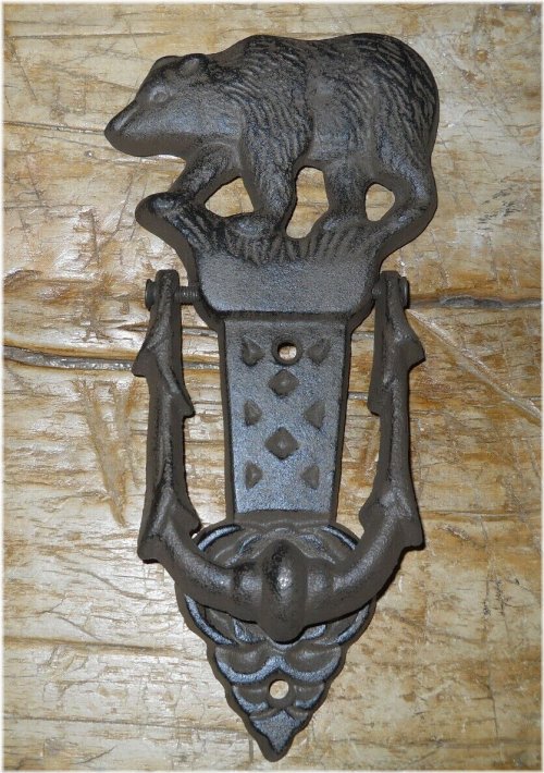 Rustic Brown Finish Black Bear Door Knocker