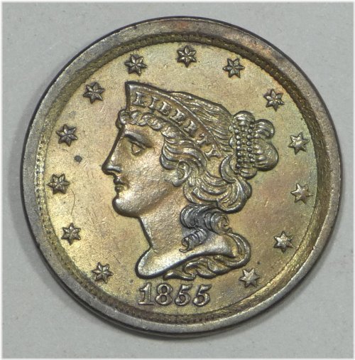 Copper Braided Locks 1855 Half Cent