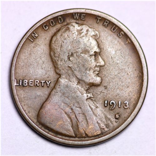 1913-S Lincoln Wheat Cent Penny