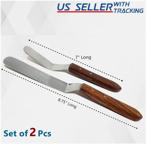 Wood-Handled Offset Bakers Spatula Set