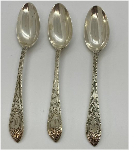 Engraved Sterling Silver Demitasse Spoon Set